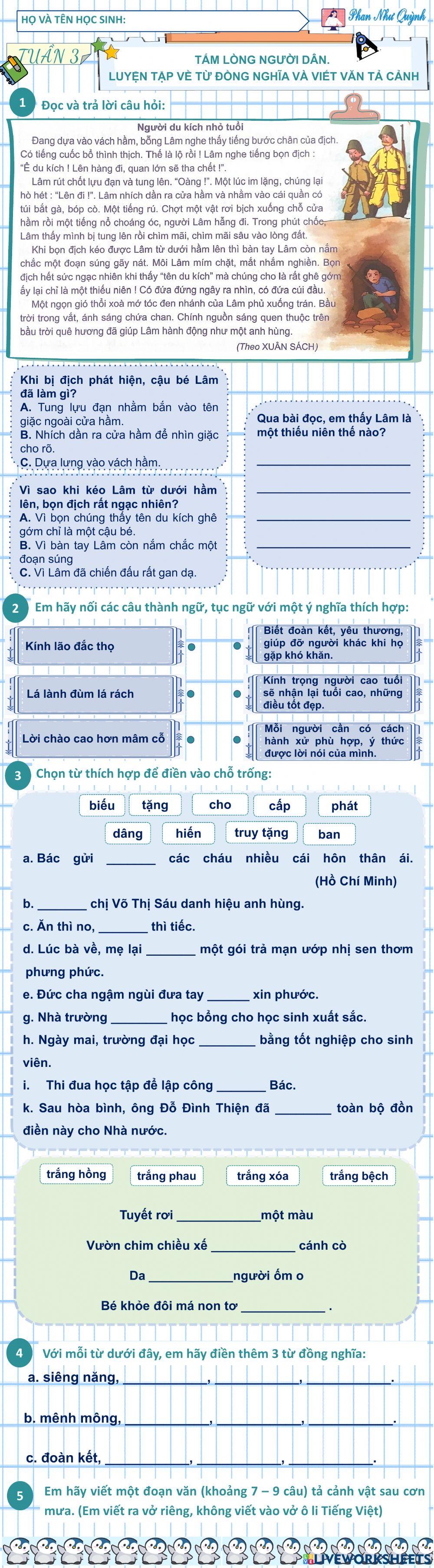 Tiếng Việt 5: Tuần 3