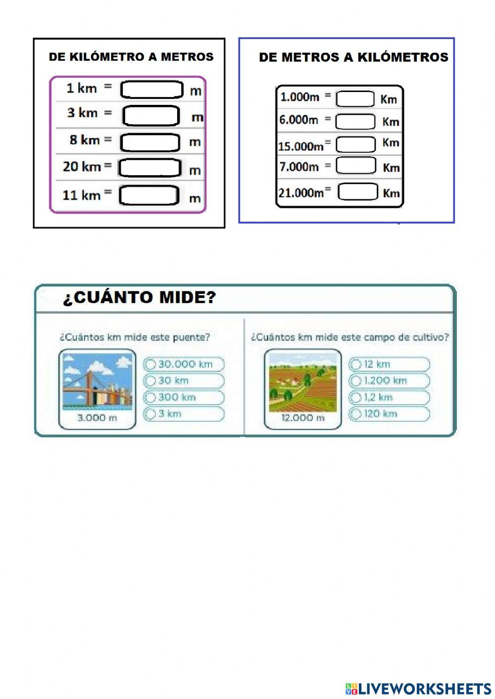 Kilometros metro centímetros