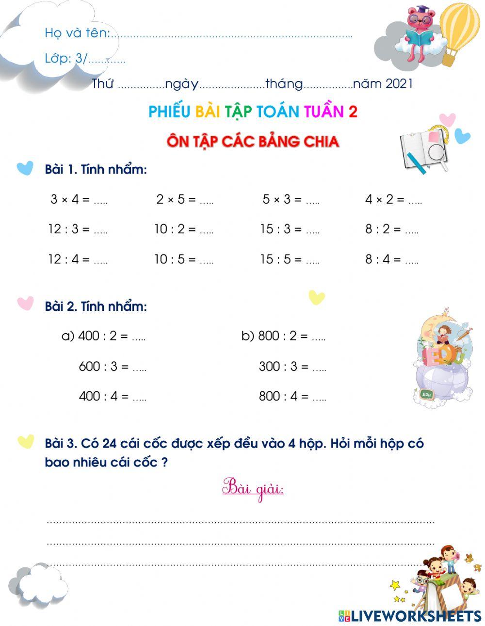 T3-t2-ôn tập bảng nhân, bảng chia