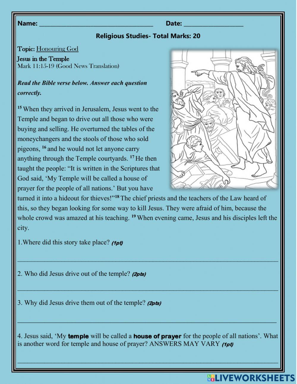 Honoring God-Jesus in the Temple