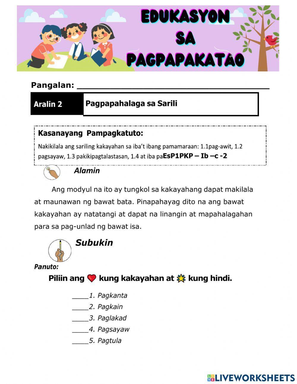 Edukasyon sa Pagpapakatao Module-Week 2