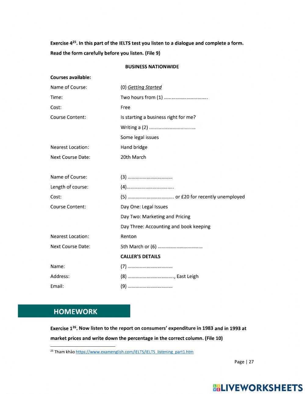 Homework listening unit 3