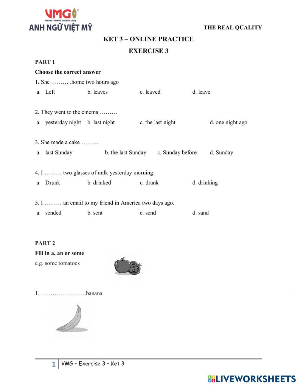 KET 3 - ONLINE PRACTICE - TEST 3