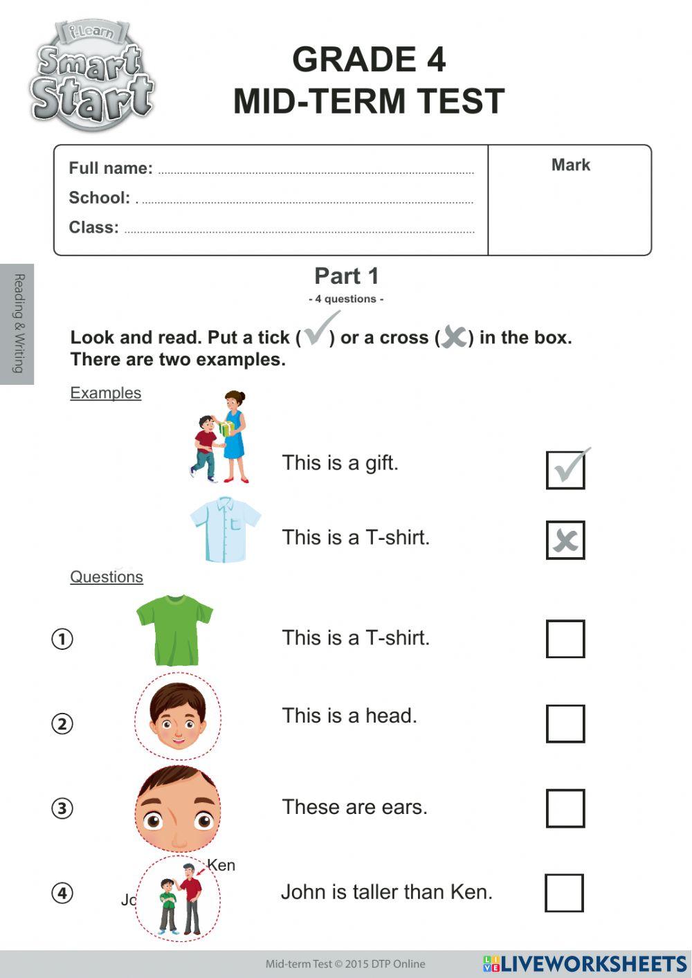 Fourth Grade English Worksheets