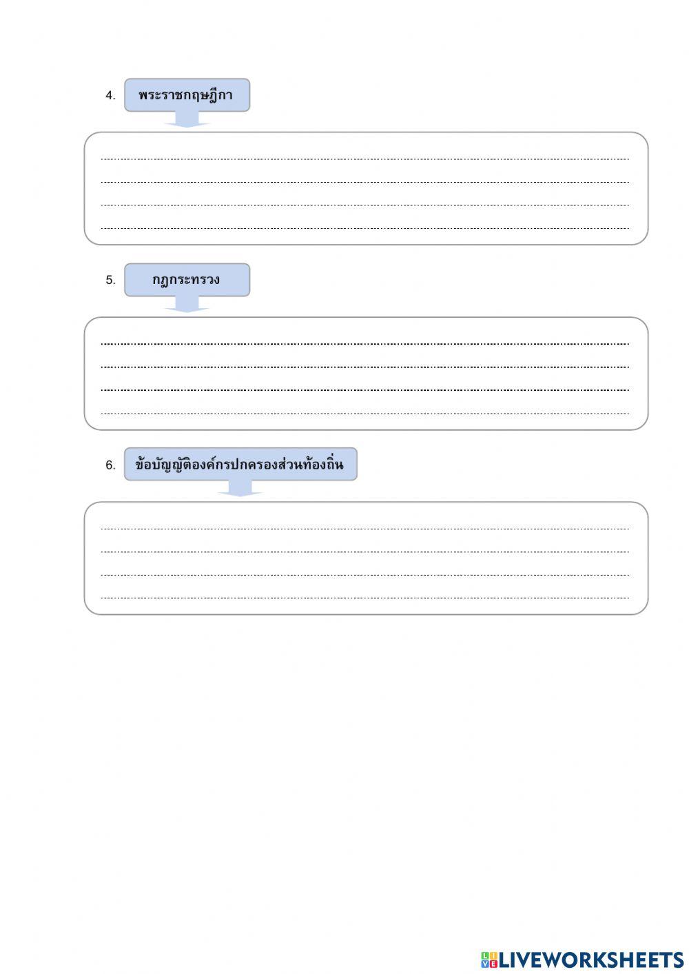 ใบงานที่ 4 กระบวนการในการตรากฎหมาย