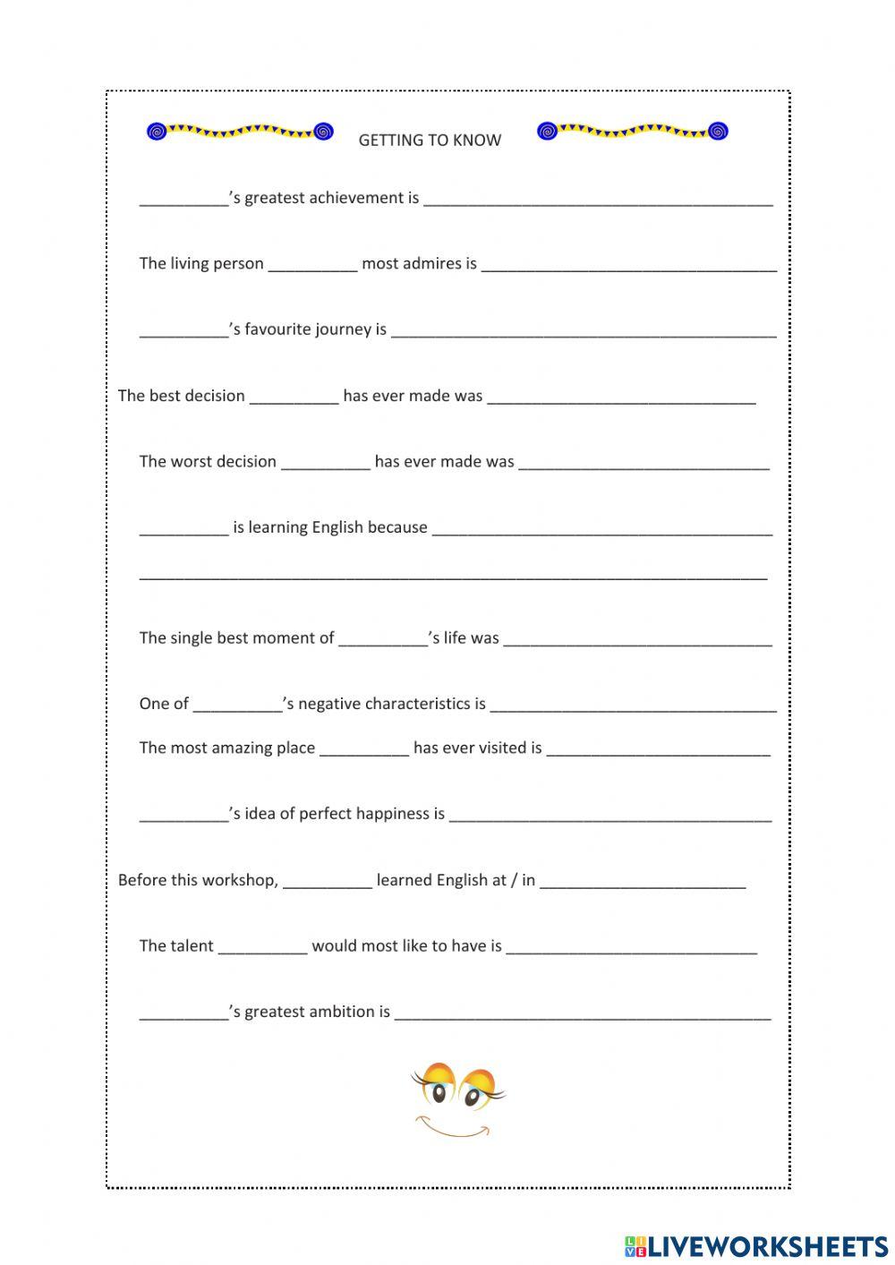 Getting to know each other - advanced