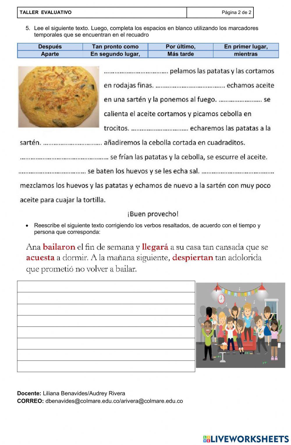 Verbos, adverbios, marcadores temporales