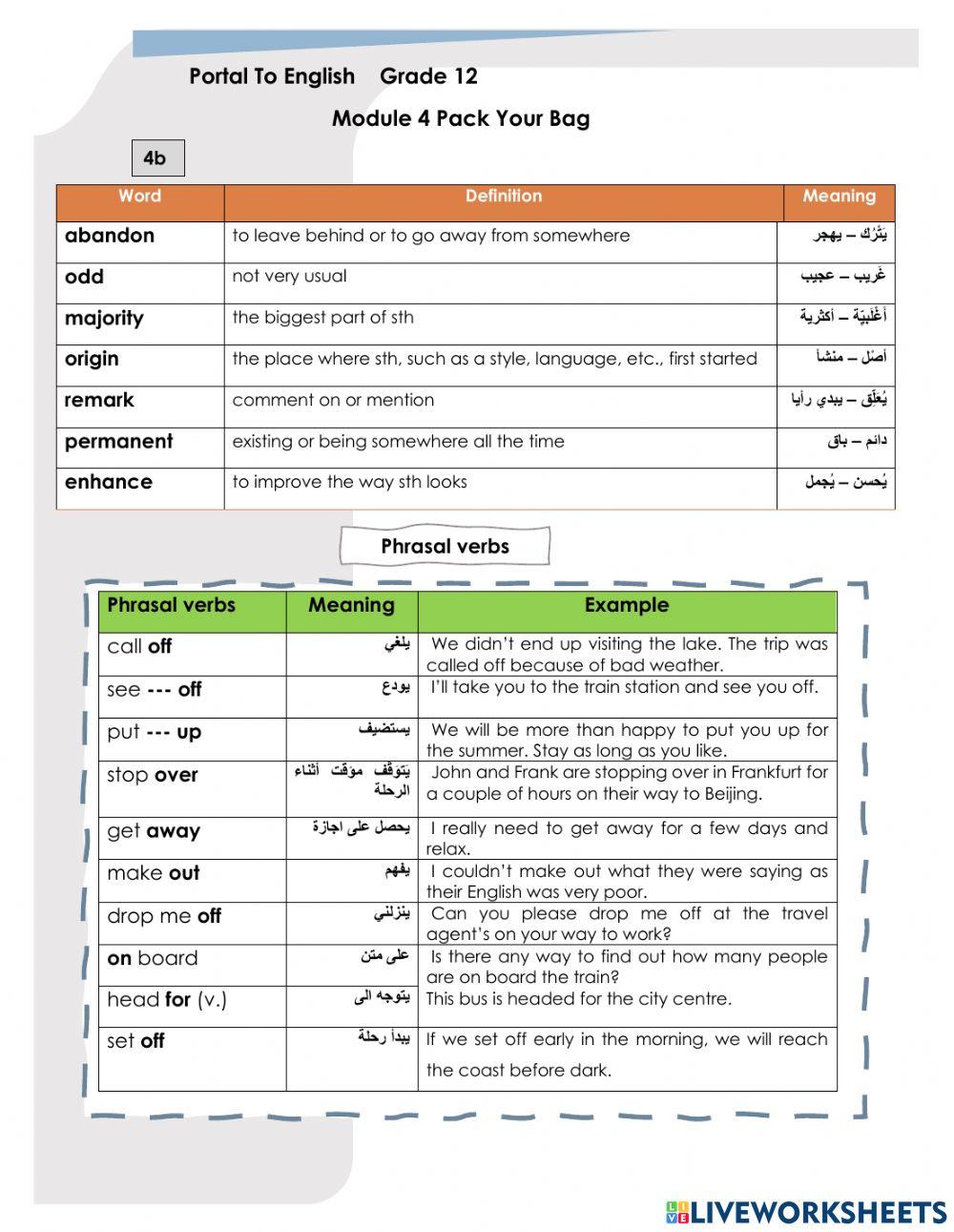 G12 Module Four Vocabulary 