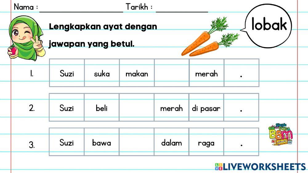Perkataan KVKVK (Tema : Sayur-sayuran)