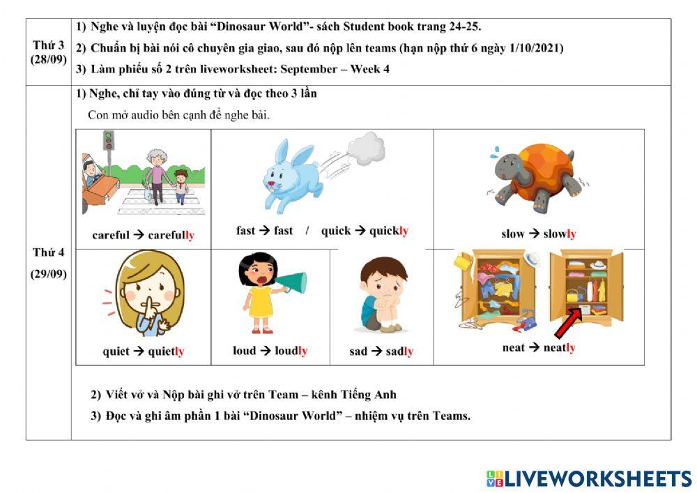 Phiếu giao bài - September - Week 4