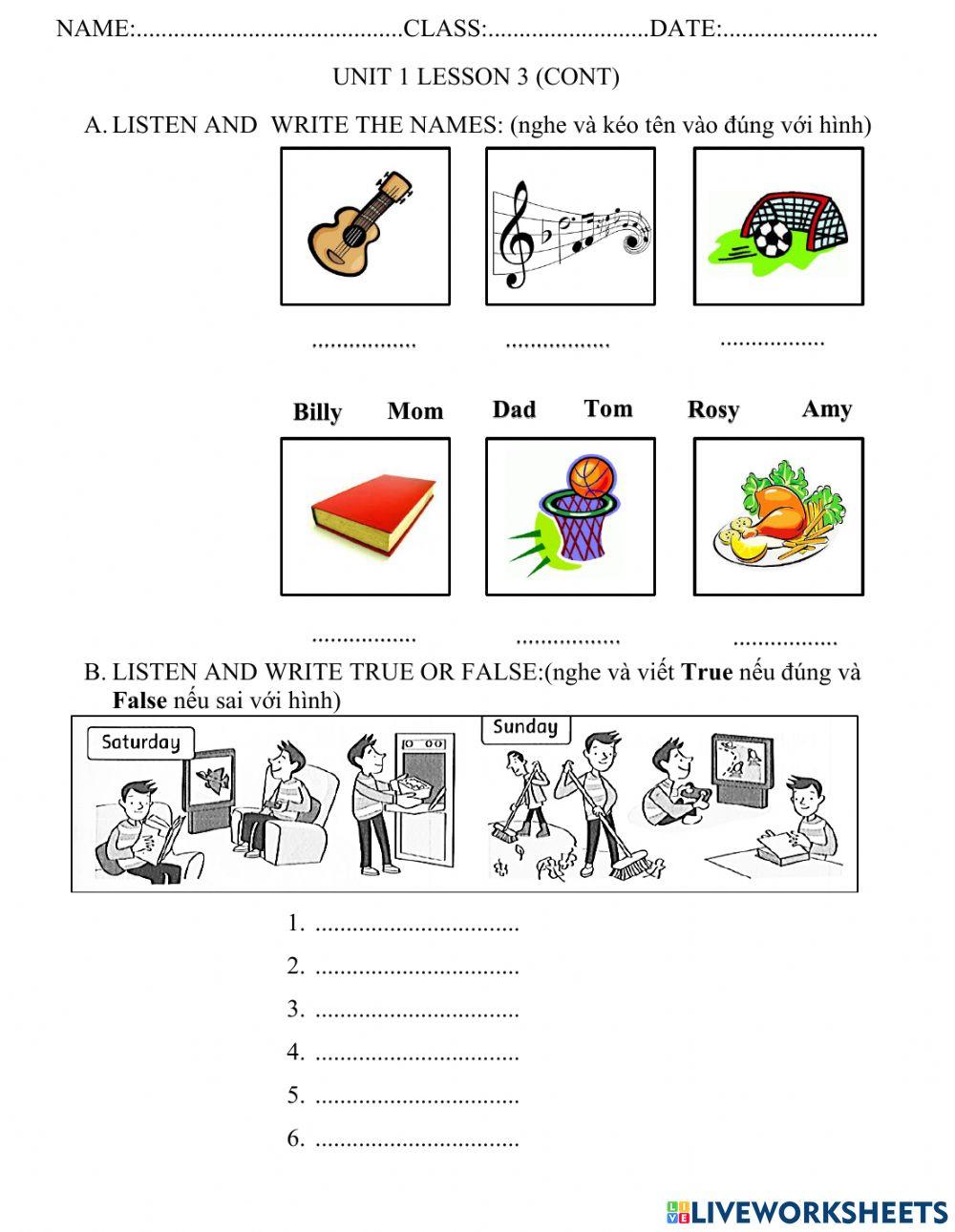 Unit1 lesson3 cont Family & Friends 5