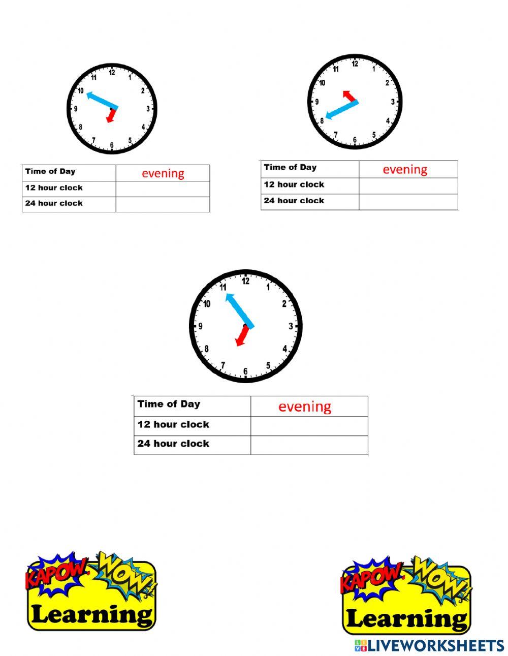 12 hours and 24 hours