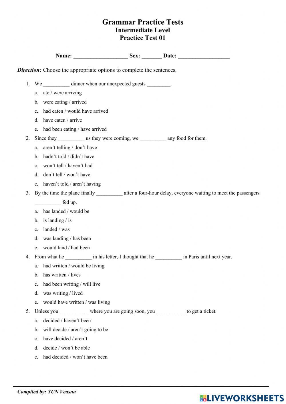 English Grammar Test English Grammar Test