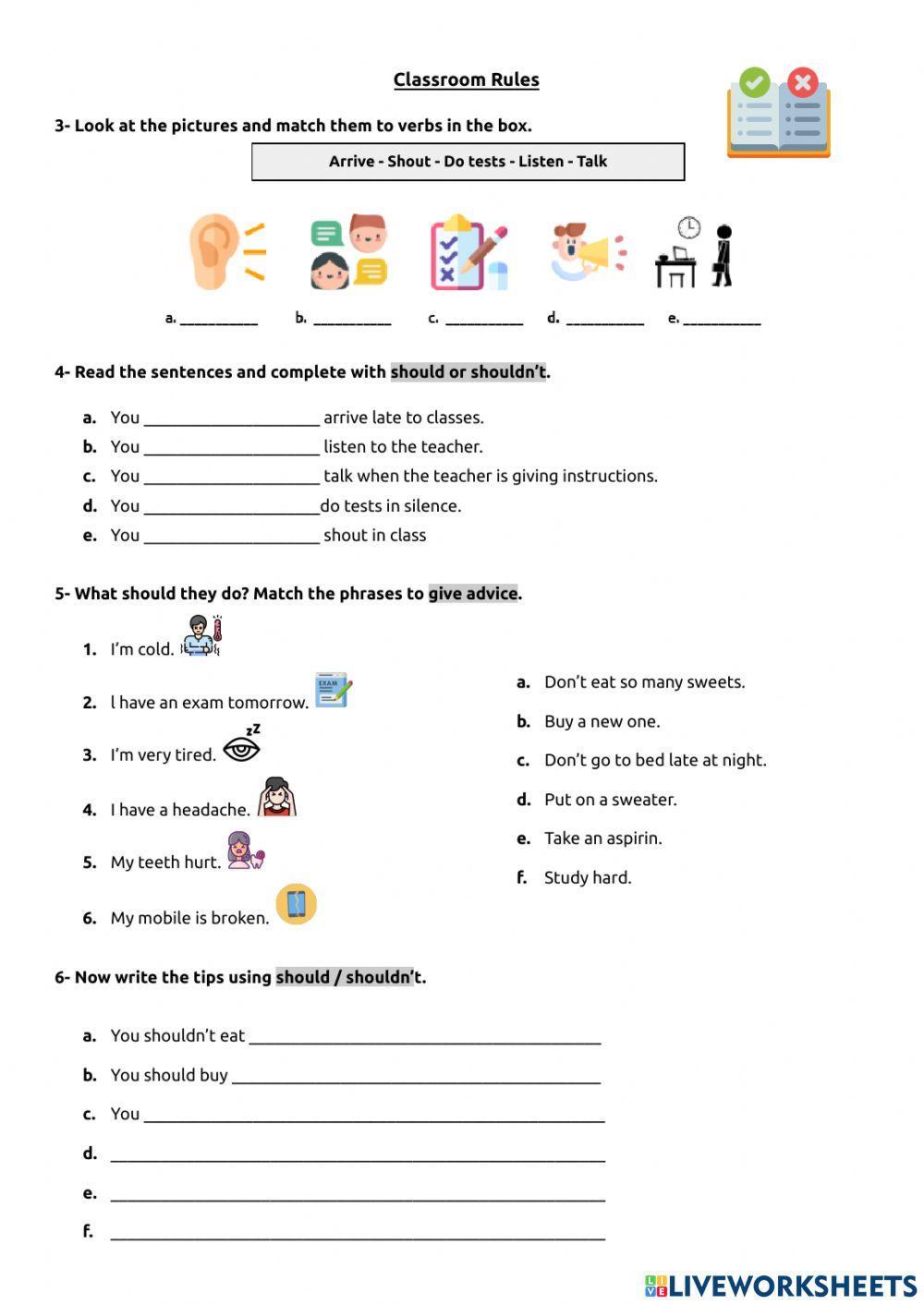 Imperatives - should- shouldn't