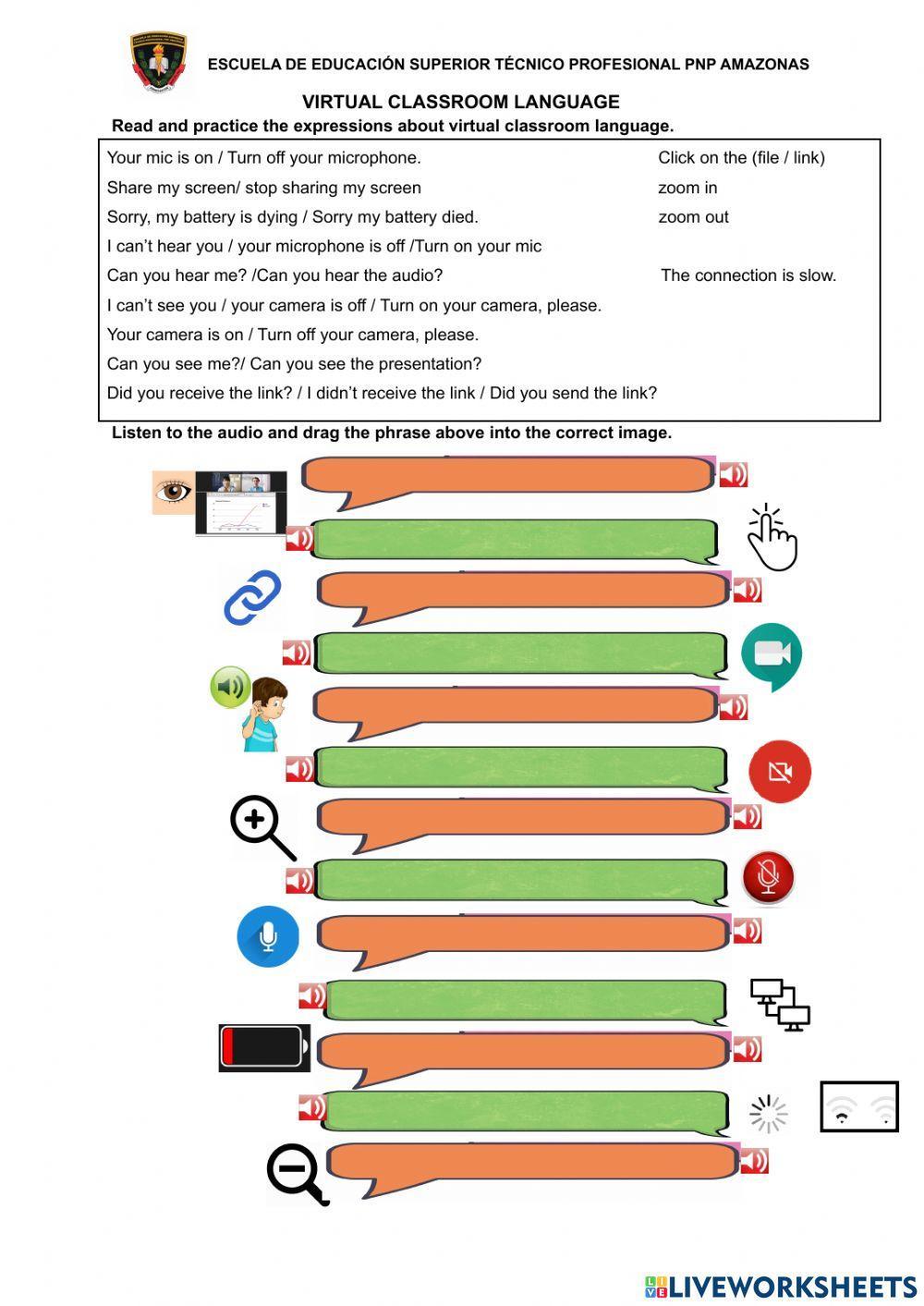 Virtual classroom language