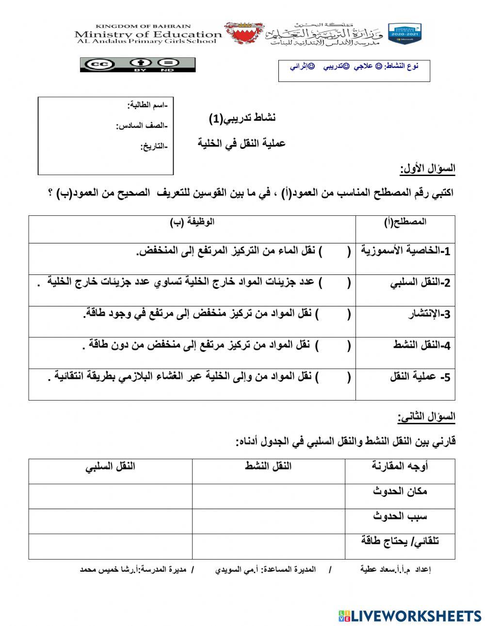 عملية النقل في الخلية