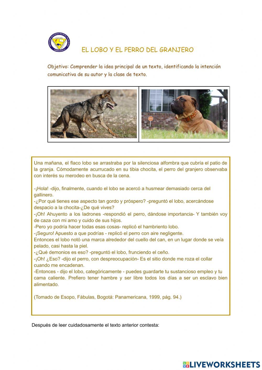 El lobo y el perro del granjero