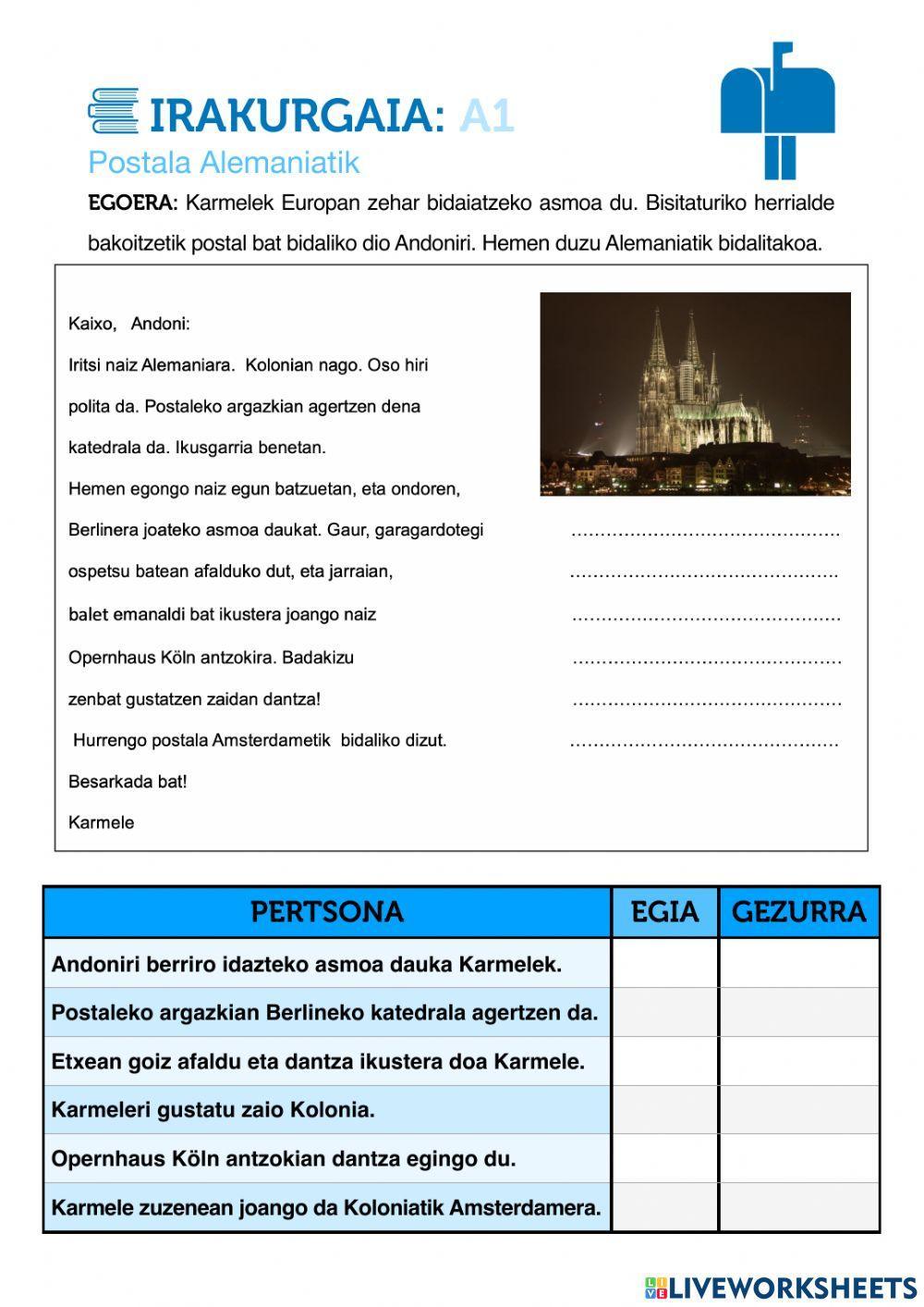 Irakurgaia: postala Alemaniatik Irakurgaia: postala Alemaniatik