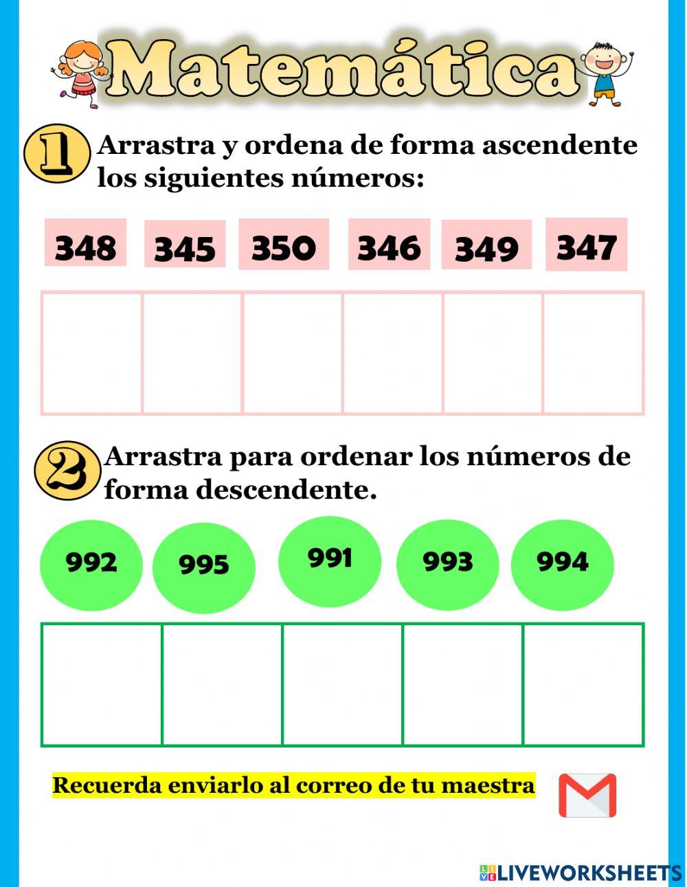 Números ascendente y descendente
