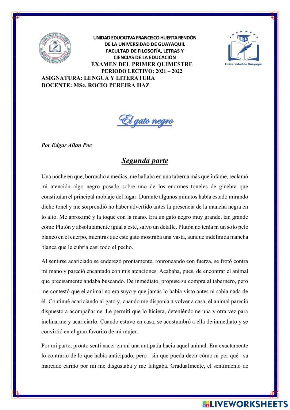 Gato negro, Edgar Allan Poe, parte 2