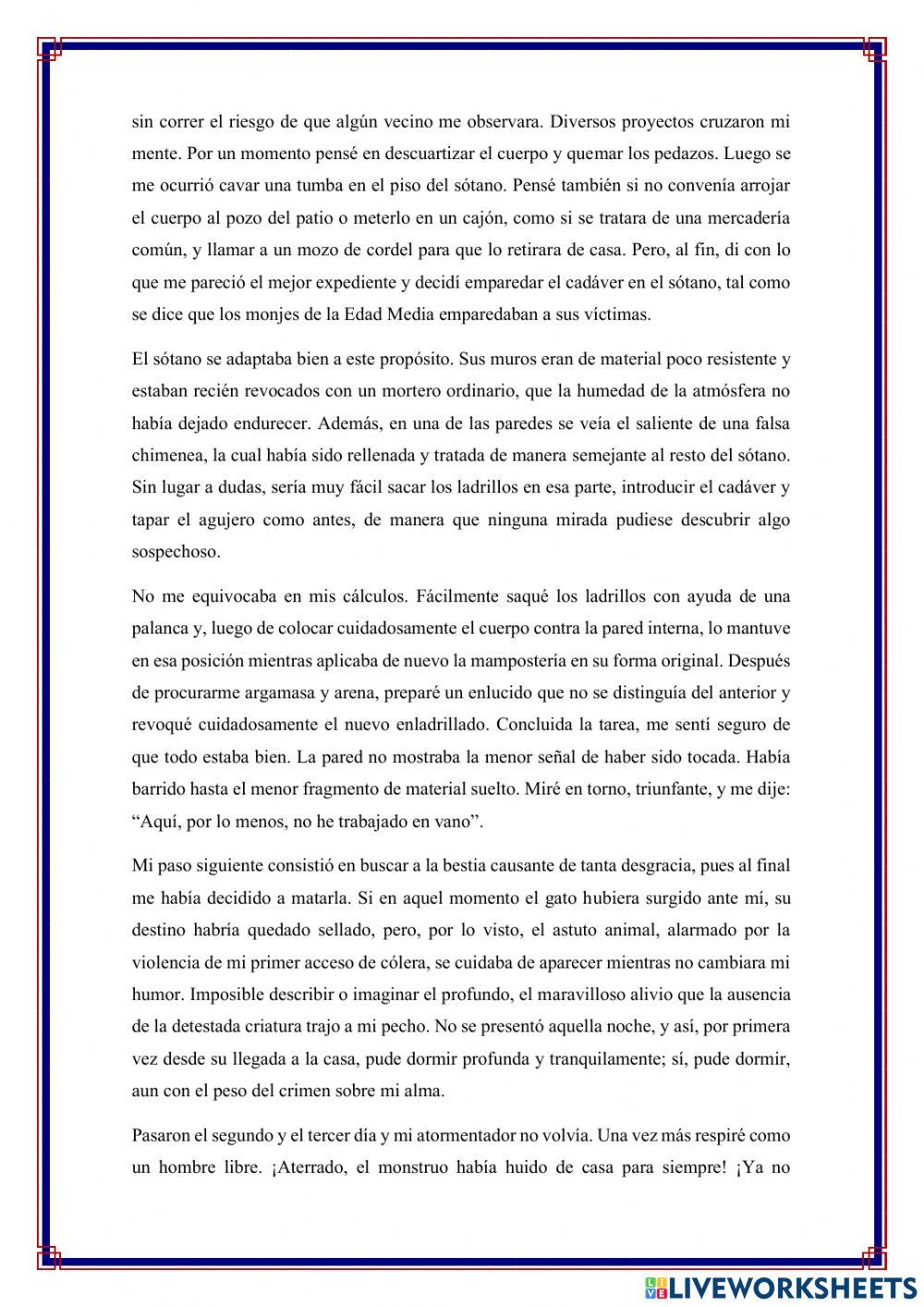 Gato negro, Edgar Allan Poe, parte 2