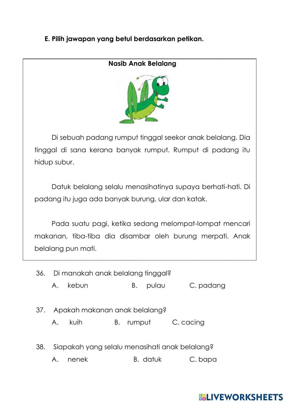 1442407 | UJIAN PENILAIAN Bahasa melayu tahun 1
