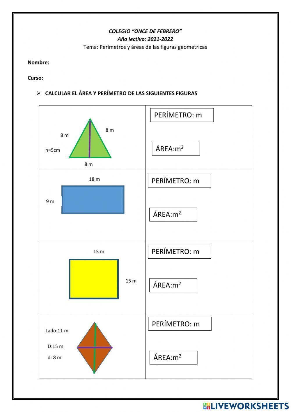 Areas y perimet… | Free Interactive Worksheets | 1442446, image size:1000x1413