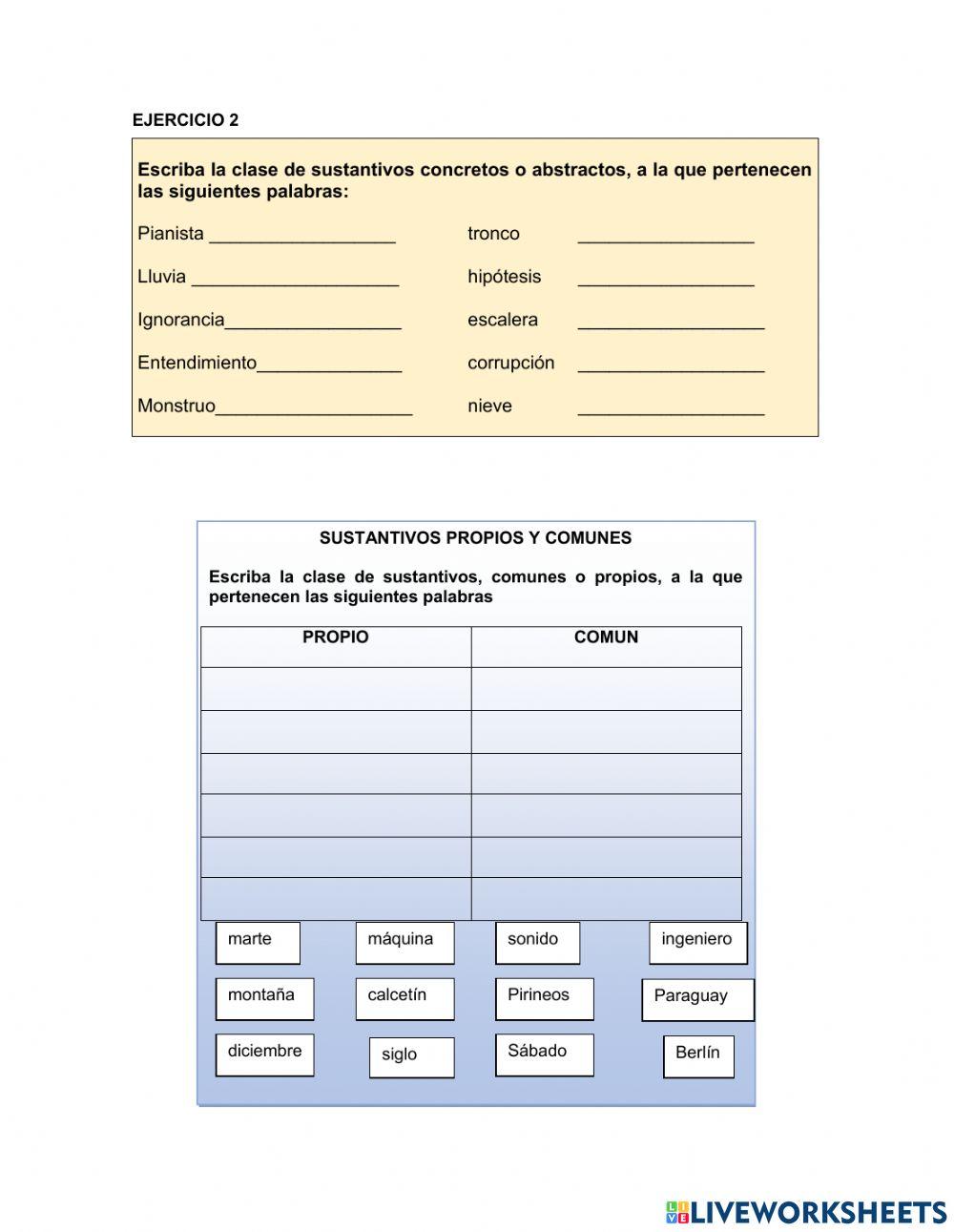 Clases de sustantivos