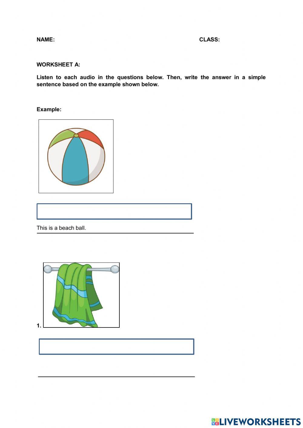 Worksheet A: Going To the Beach