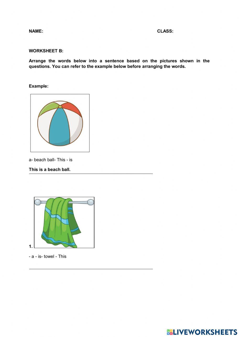 Worksheet B Going To the Beach
