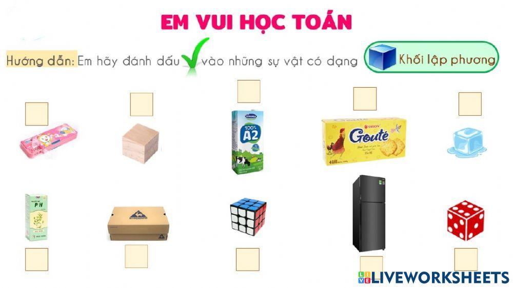 Tuần 2: toán: hình khối hộp chữ nhật, hình khối lập phương