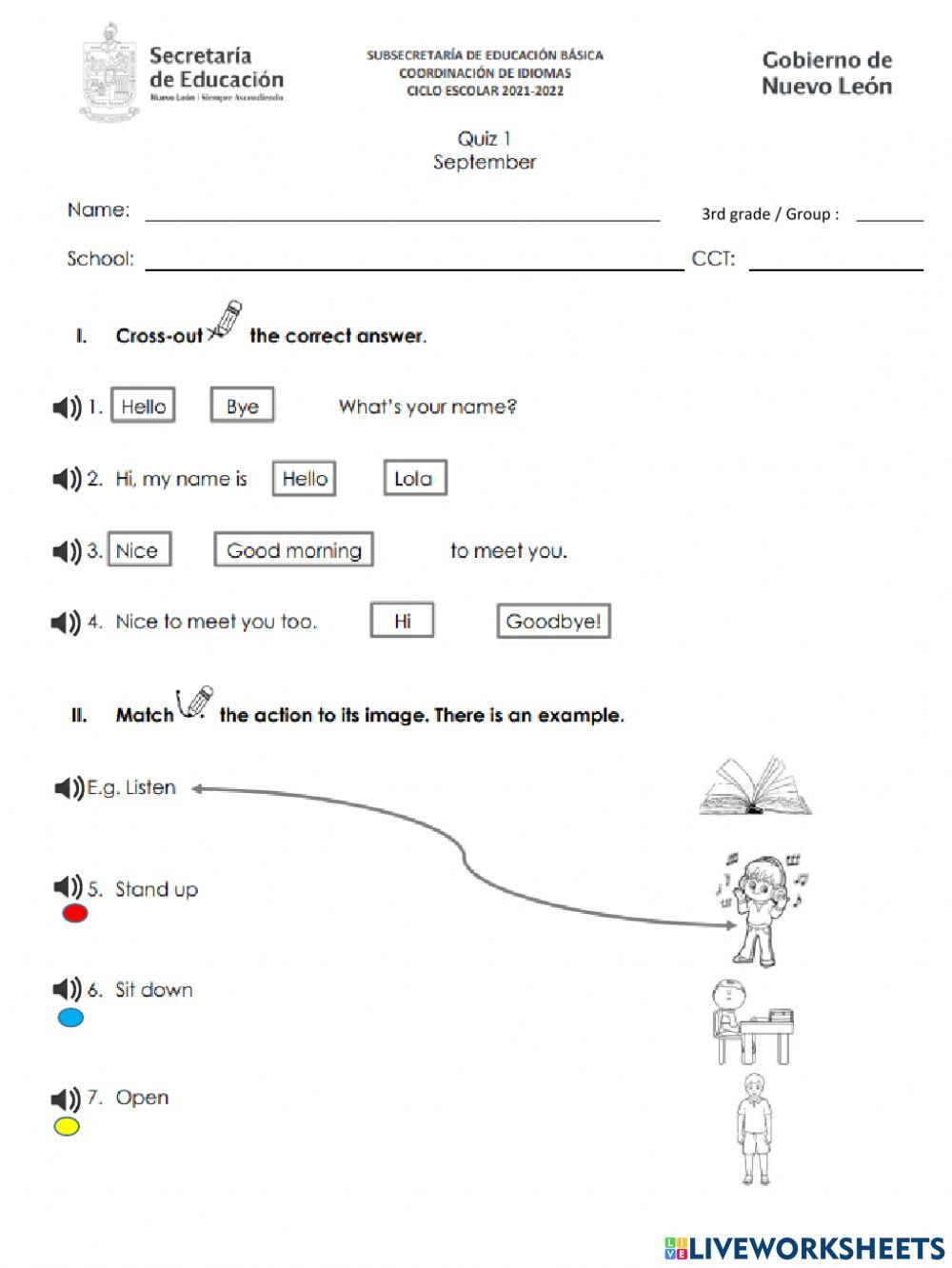 Quiz september 3rd grade