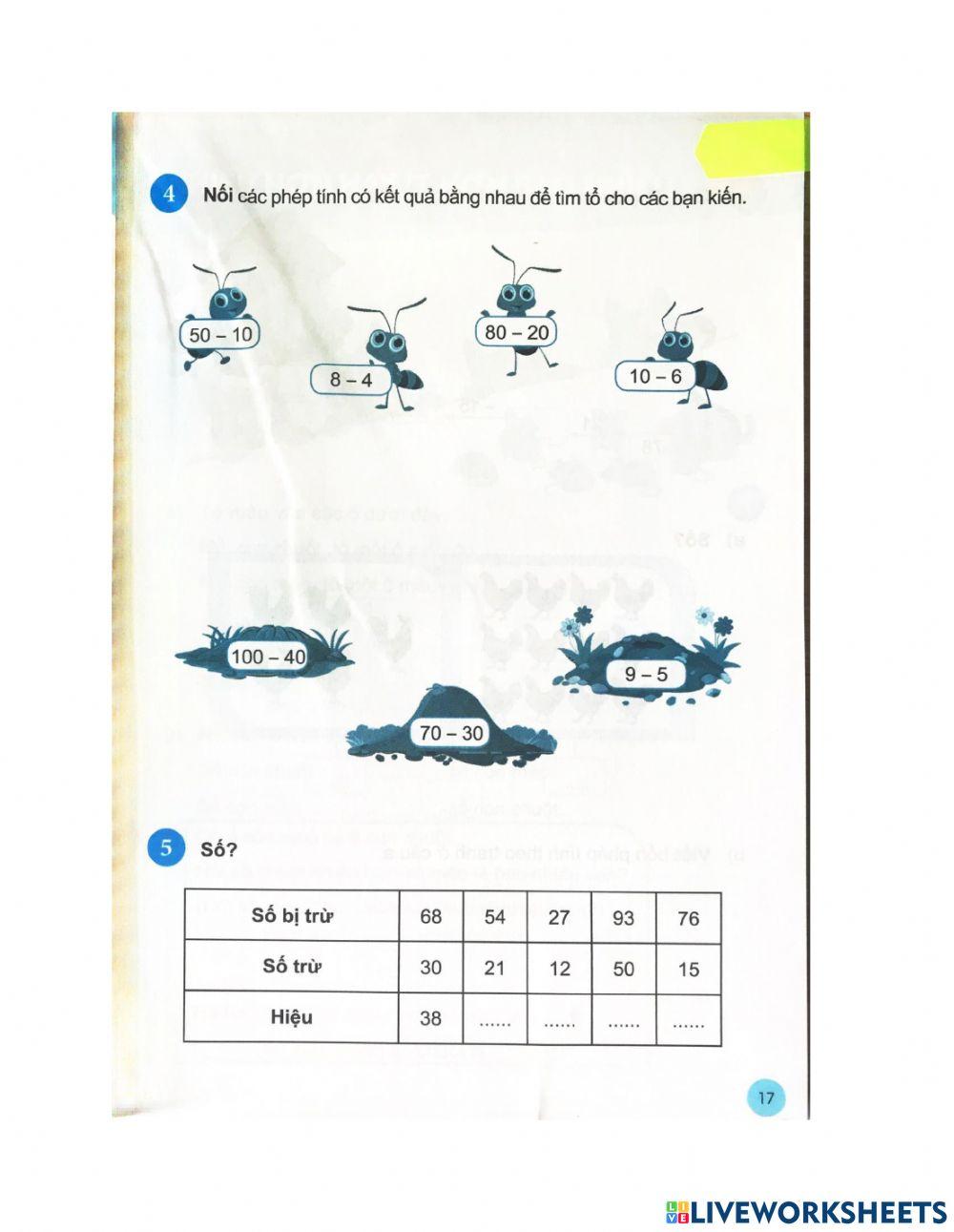 Số bị trừ - Số trừ - Hiệu (tiết 1)