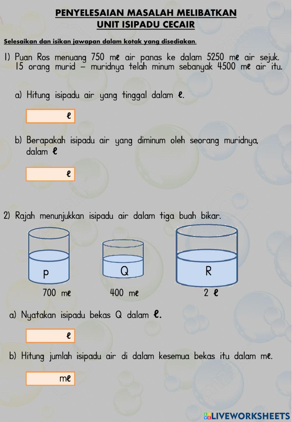 Penyelesaian masalah isipadu cecair