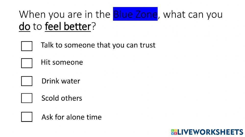 Zone of Regulation (Green and Blue zones)