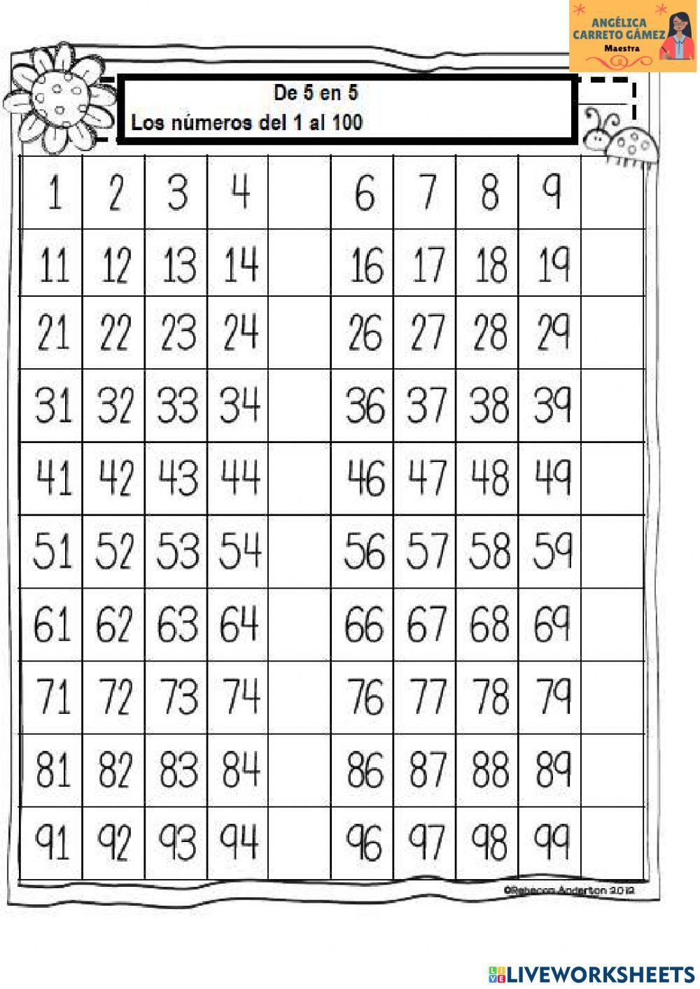 Repaso de los números del 1 al 100