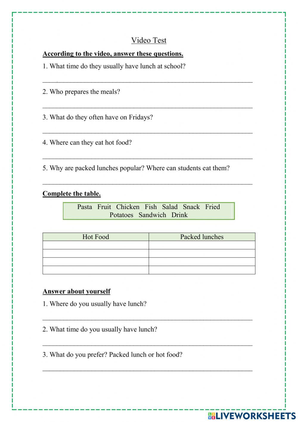 Video test - hot food and packed lunches