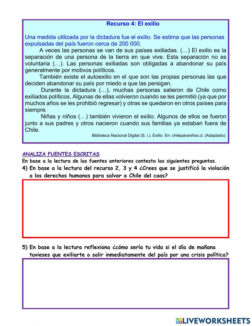 Evaluación Formativa Los derechos humanos en dictadura