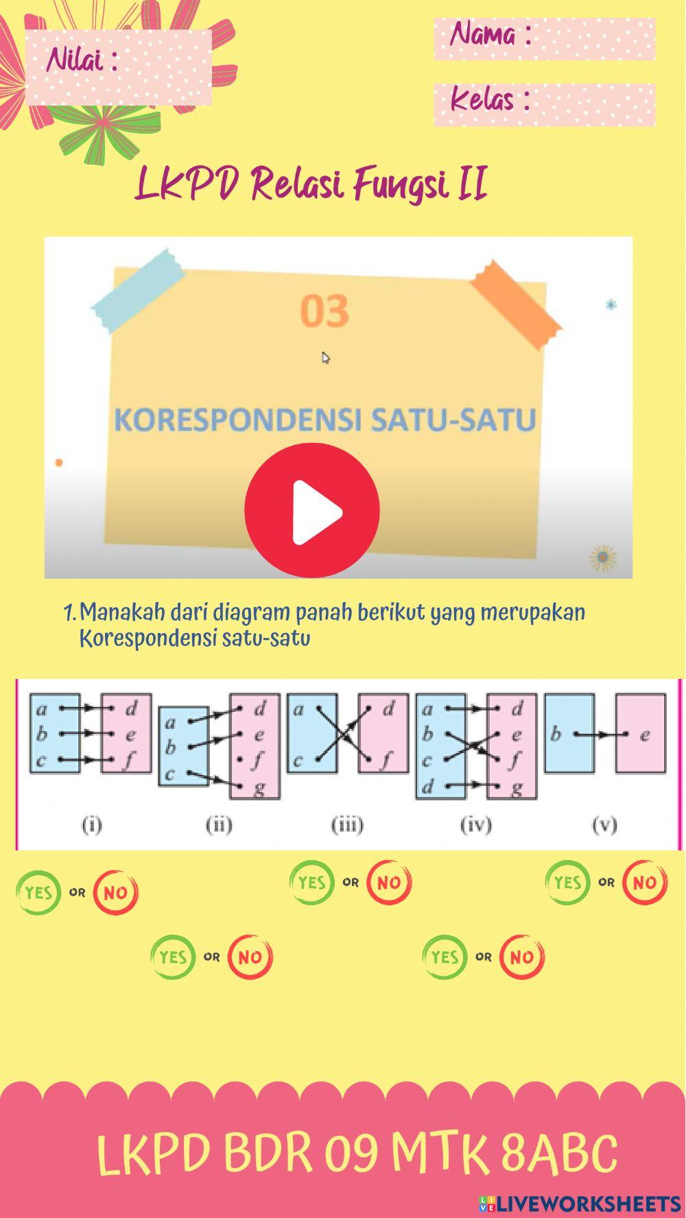 Korespondensi dan Nilai Fungsi