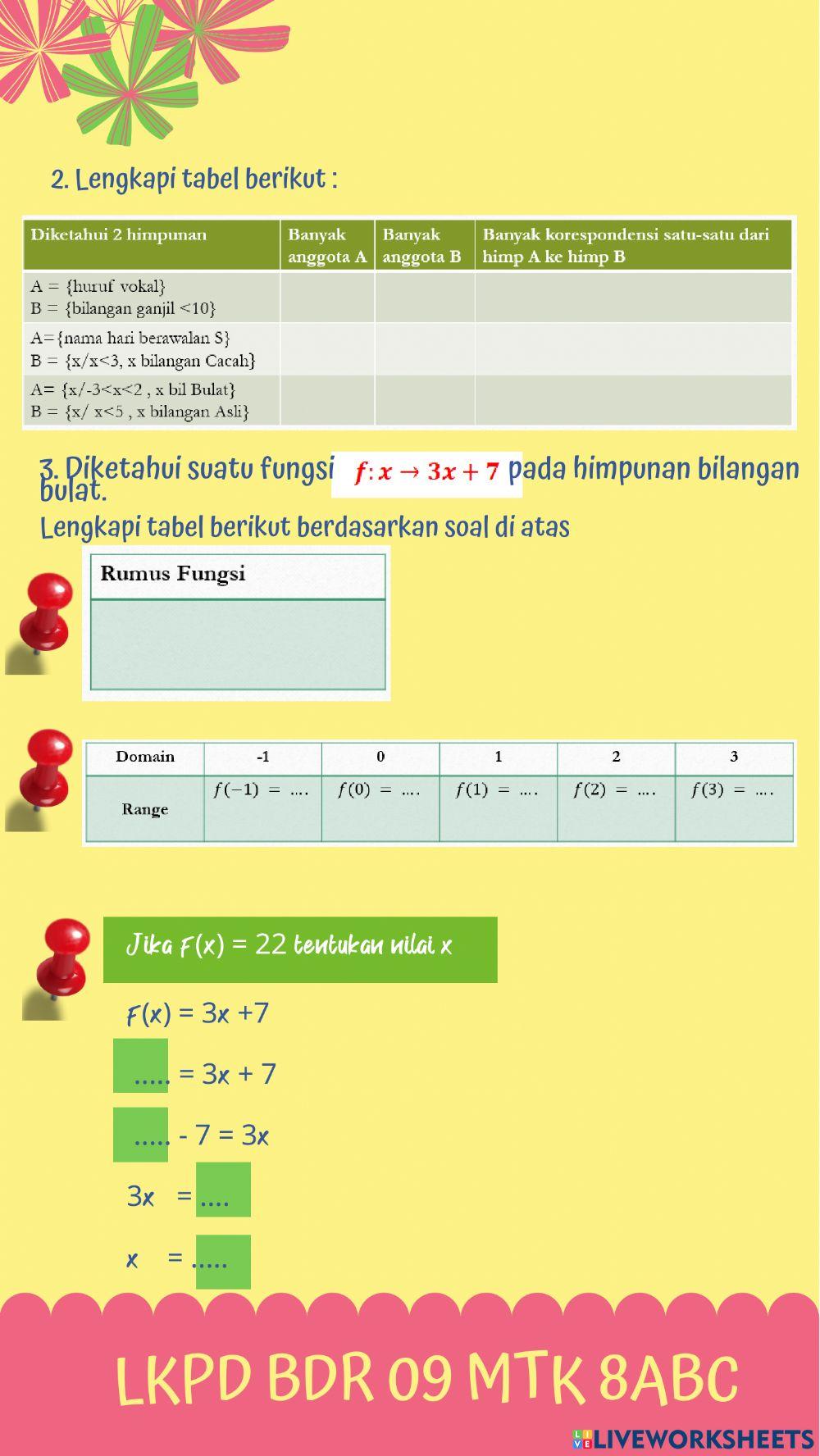 Korespondensi dan Nilai Fungsi