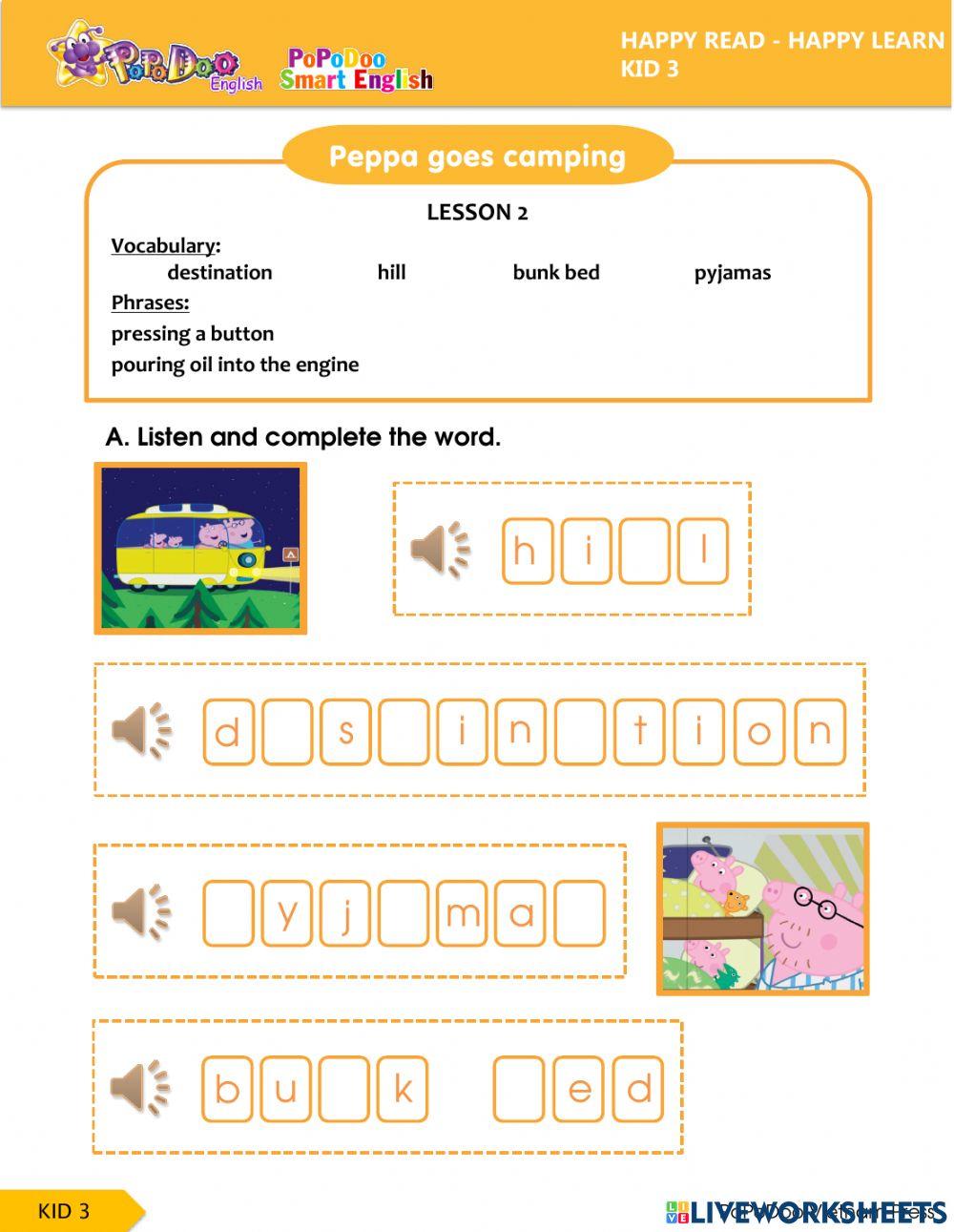 Peppa goes camping lesson 2