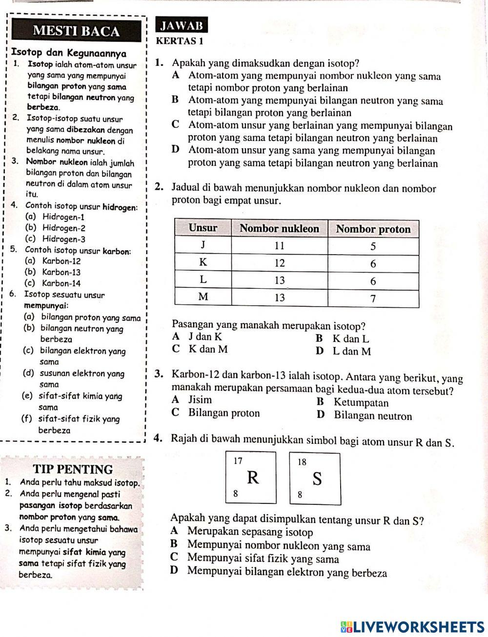 Bab 8 Unsur dan bahan