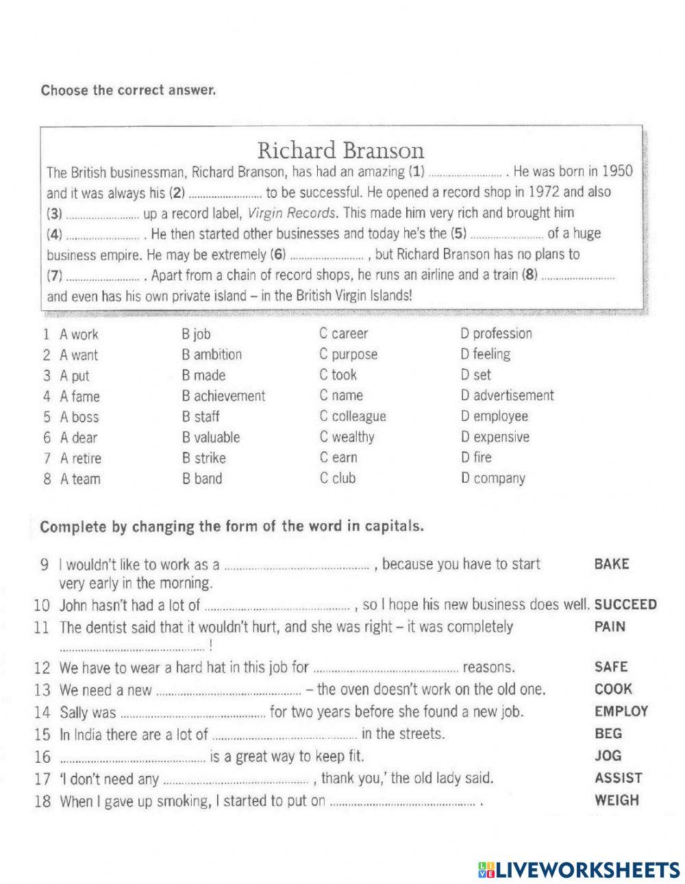 B1 online exercise | Live Worksheets