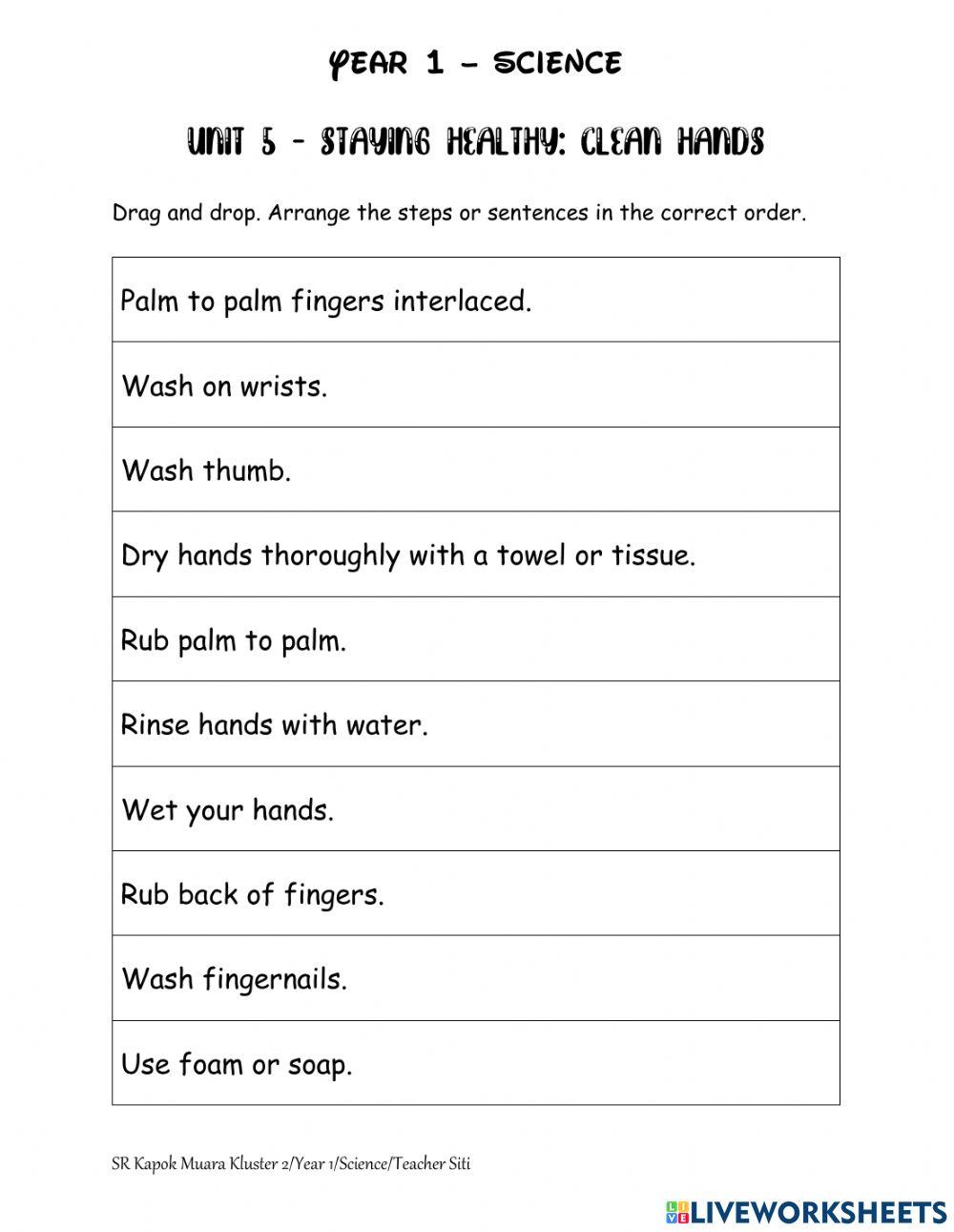 Unit 5 - Staying Healthy - Clean Hands