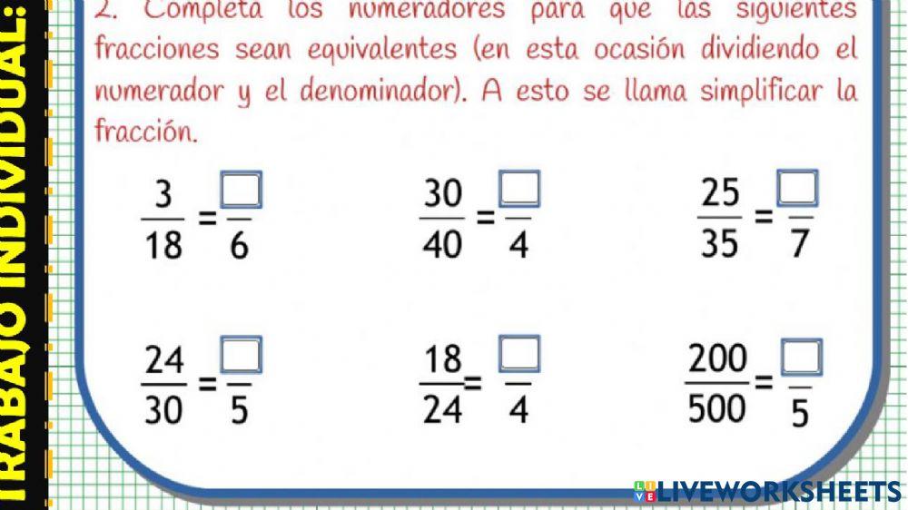 Fracciones equivalentes
