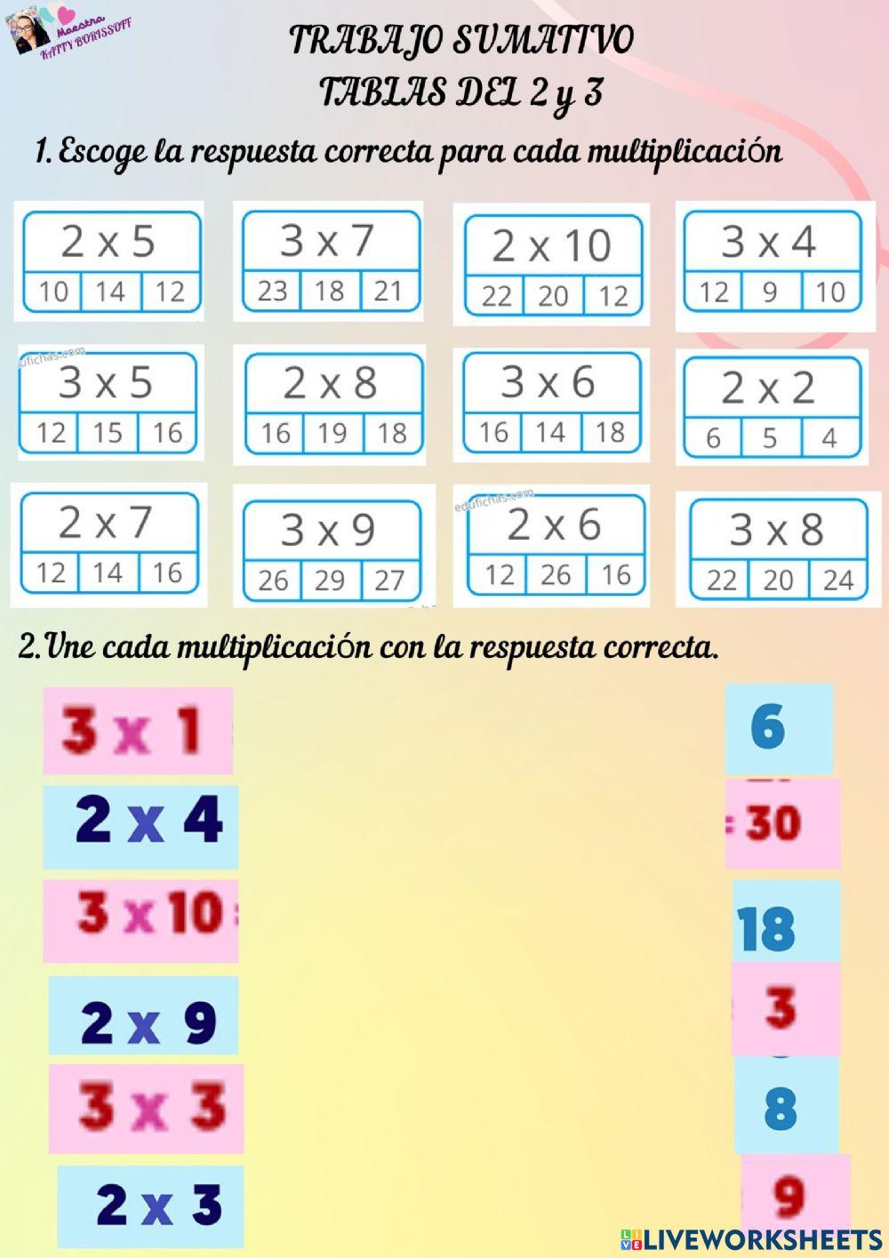 Tablas de Multiplicar del 2 y 3