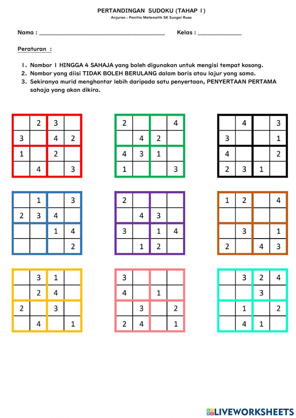 Pertandingan Sudoku Tahap 1
