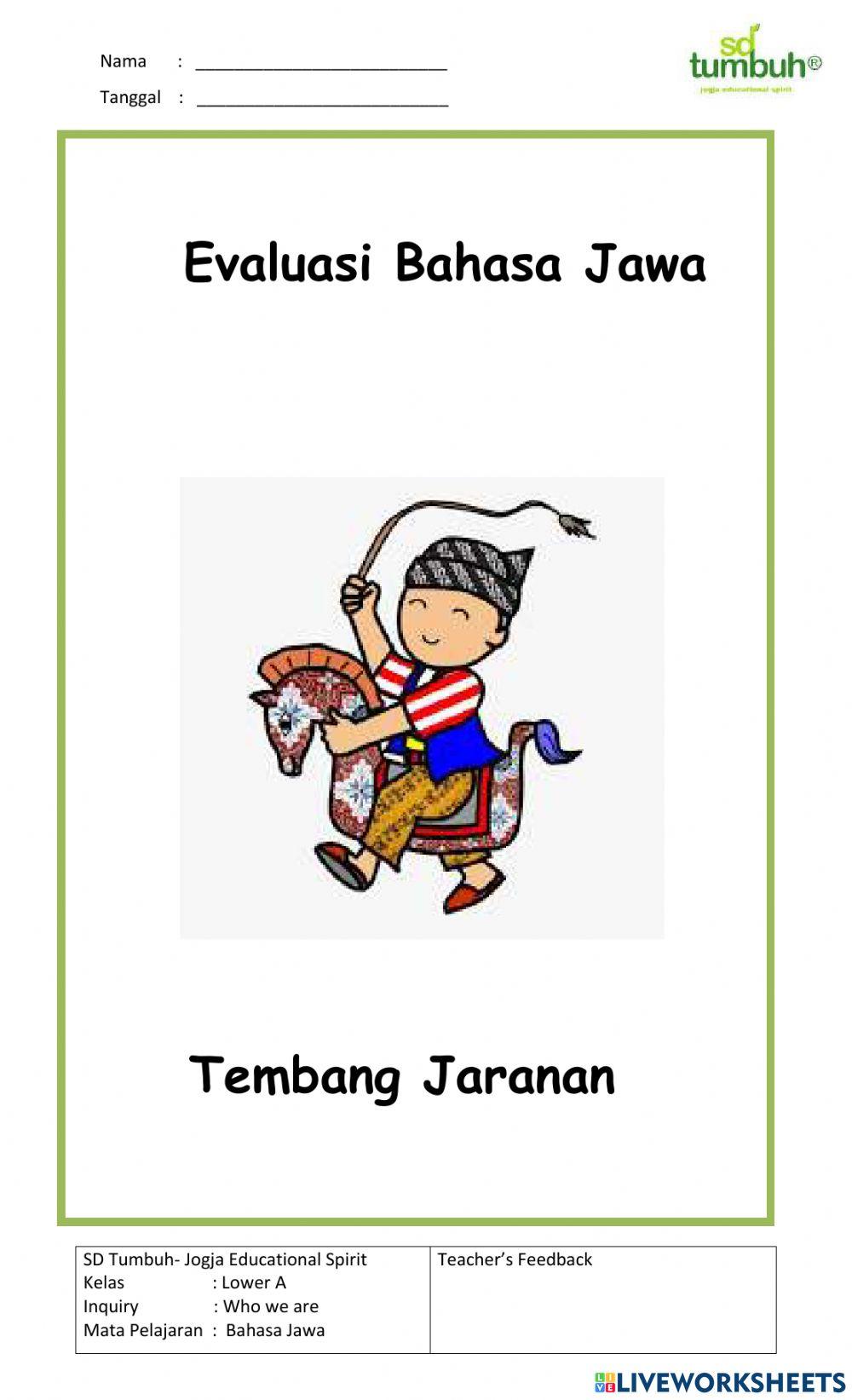 Bahasa Jawa-Evaluasi Tembang Jaranan-Menyusun Puzzle