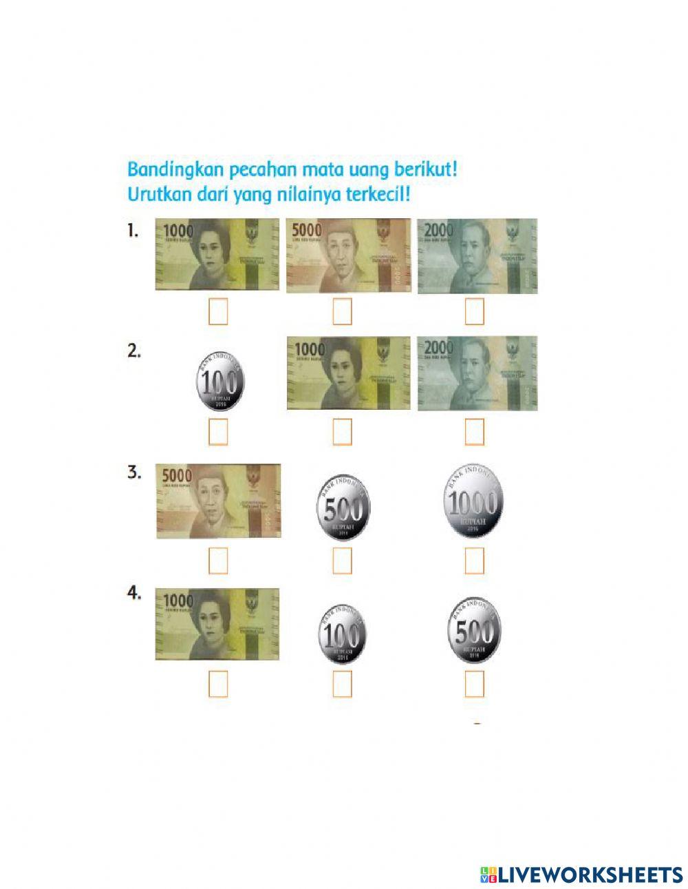 Membandingkan Pecahan Mata Uang