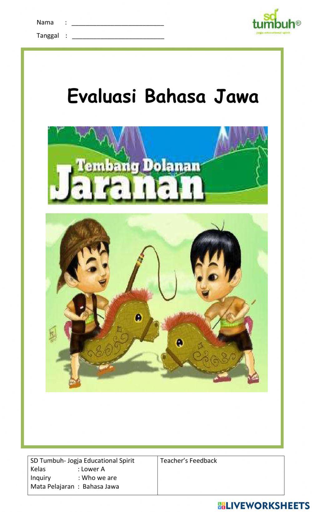 Bahasa Jawa-Evaluasi Tembang Jaranan-Melengkapi